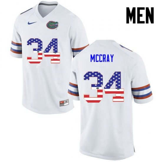 Men's Florida Gators #34 Lerentee McCray NCAA Nike White USA Flag Fashion Authentic Stitched College Football Jersey SQD8762OF